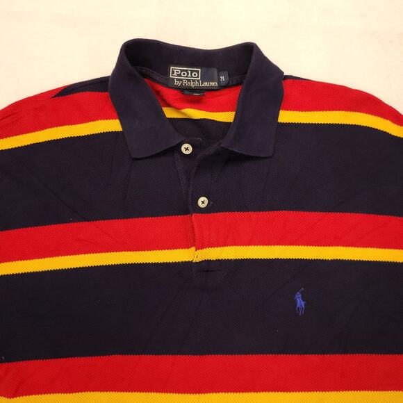 Polo by Ralph Lauren Collared Long Sleeve Polo Shirt Mens Size M Red Blue Yellow - Picture 1 of 9